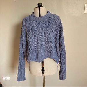 Lavender Cropped Chunky Knit Sweater
